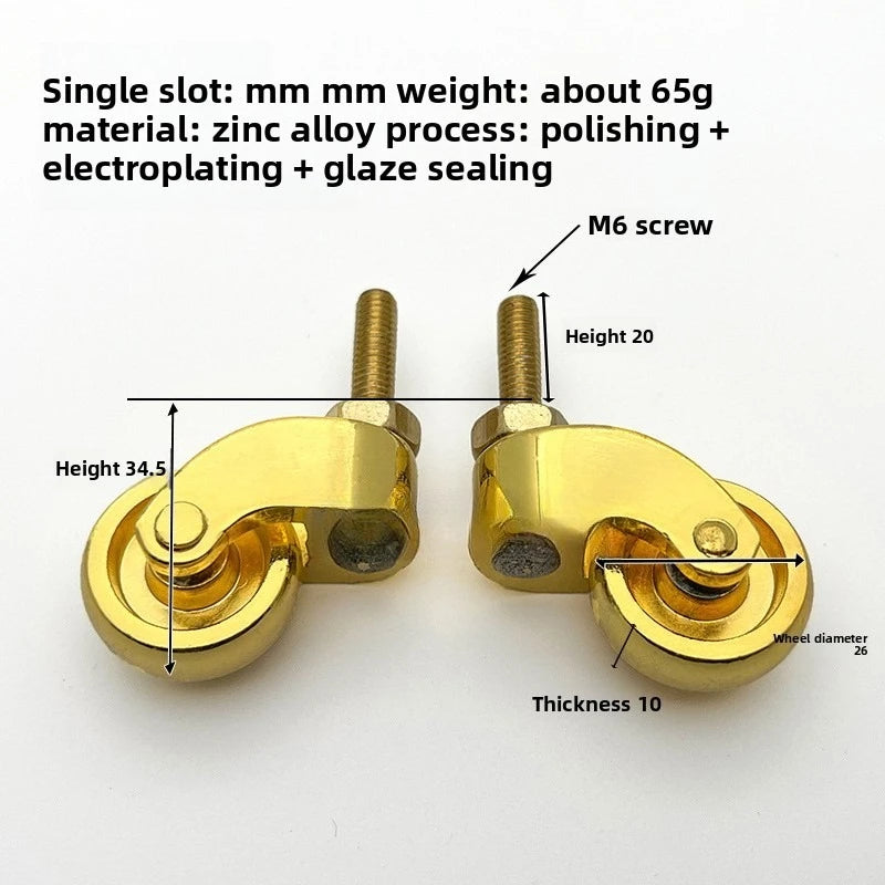 1pcs High Quality Brass Furniture Casters /universal Wheel Piano Castor Metal Sofa Foot Roller Office Hardware Oasis Select M 1pcs