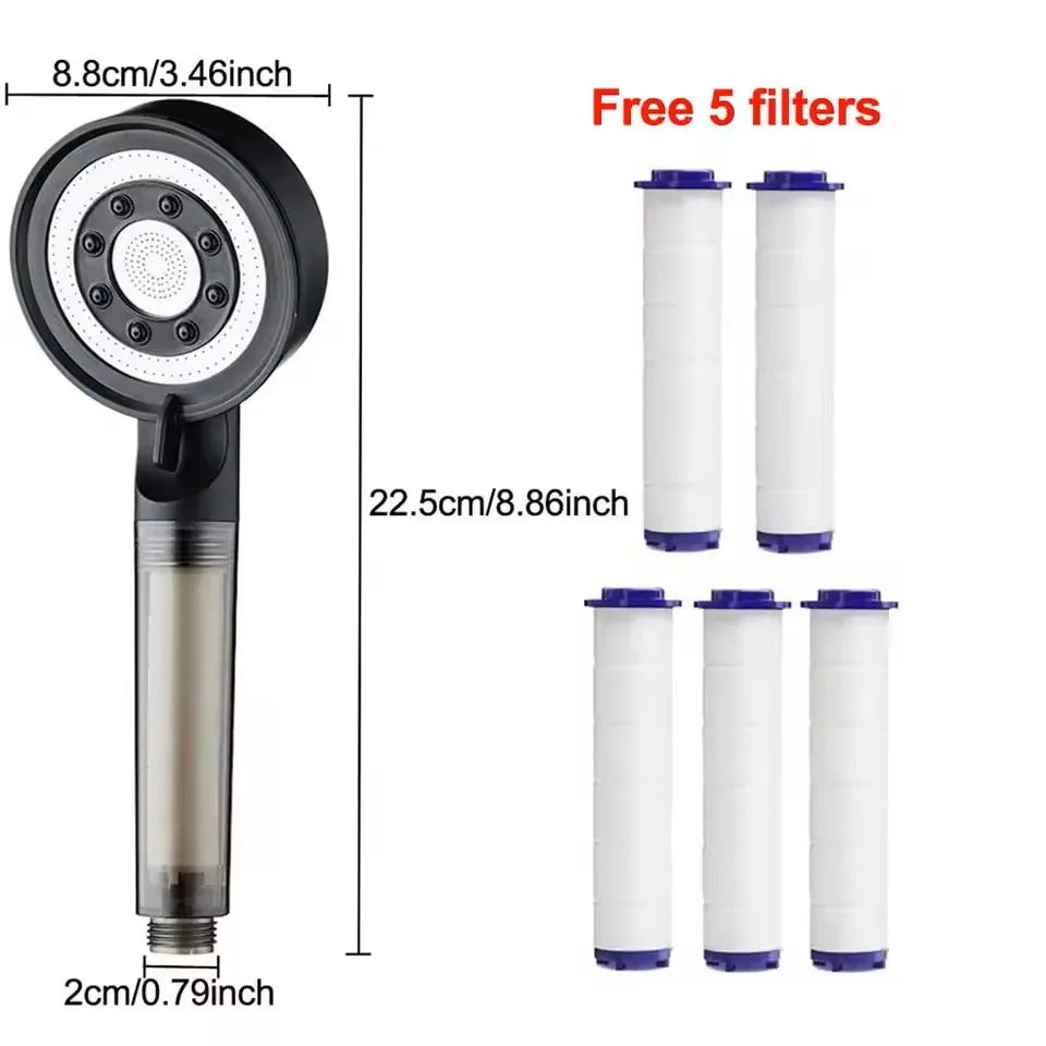 New High Pressure Shower Head Set 5 Jet Modes Adjustable Shower Head with Filter Large Water Flow Spray Bathroom Accessories Oasis Select SET-B