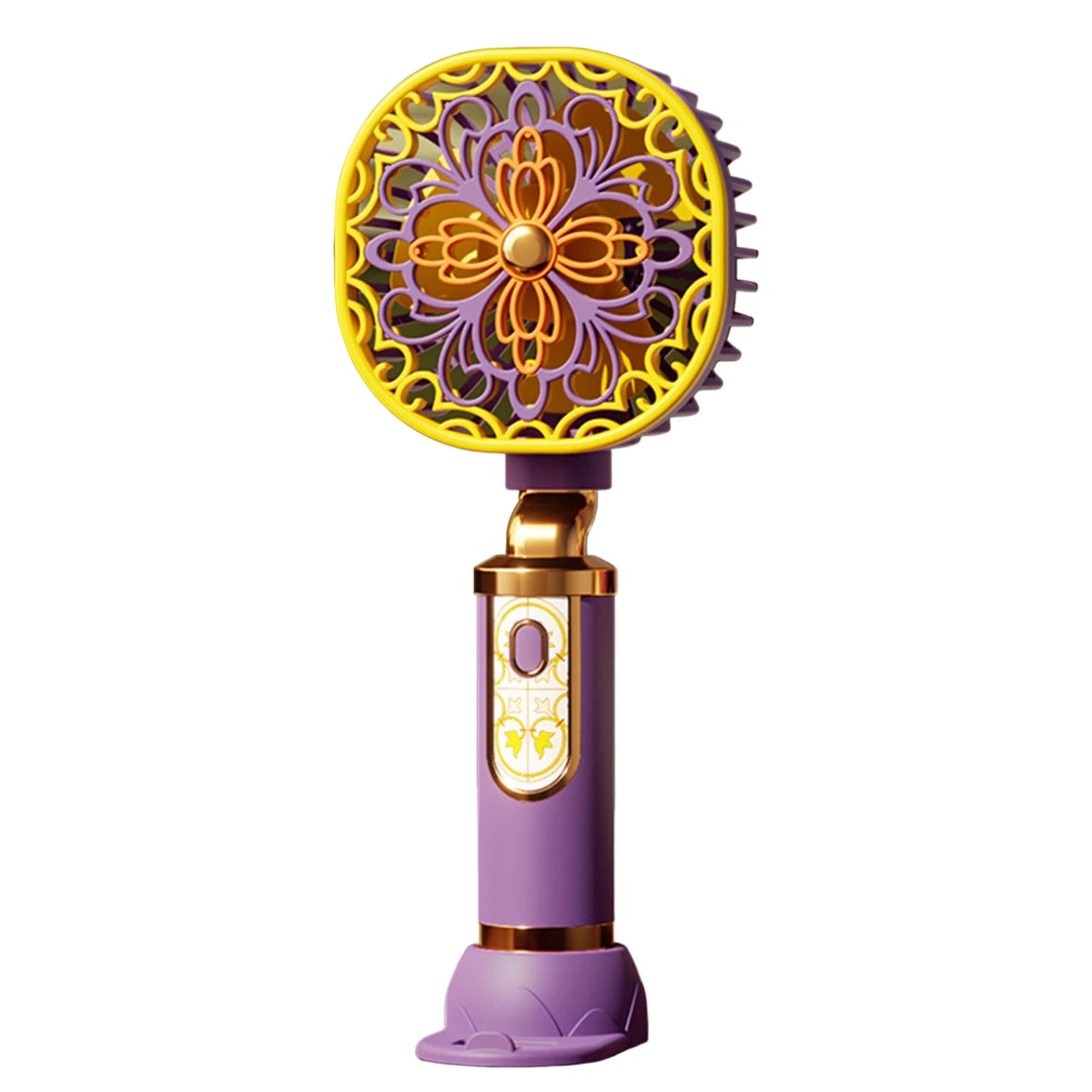 Vintage Floral Handheld Mini Fan – USB Rechargeable, 3 Speeds Handheld Portable Fan Oasis Select Purple