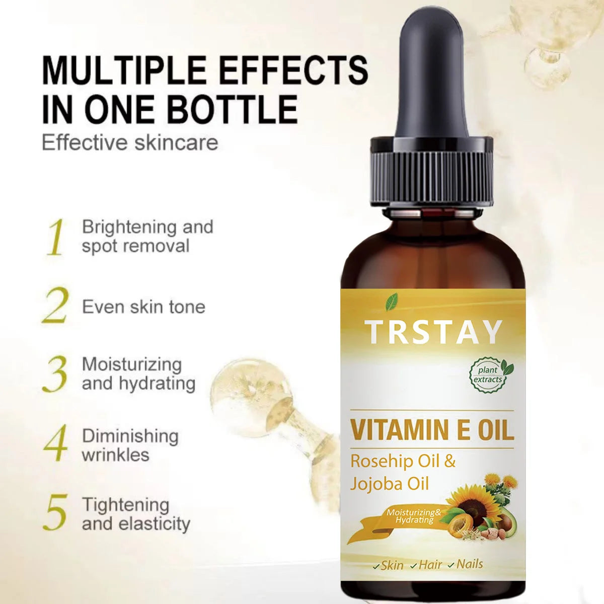 Botanical Extract Vitamin E Oil,Rosehip and Jojoba Oil Blend for Fast Absorption Facial Skin Protection Oasis Select