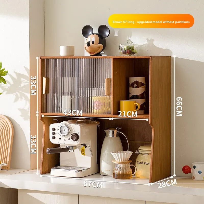 Cup storage rack desktop dining side coffee machine kettle storage cabinet multi-layer dustproof water cup tea set cup holder Oasis Select Brown 67