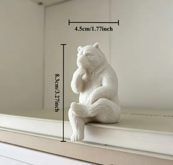 Thinking Bear Edge Sitter Figurine 3D Printed Shelf Table sitting posture Border Decor Bear Mini Home Office Desk Ornament gifts Oasis Select Thinking Bear 5