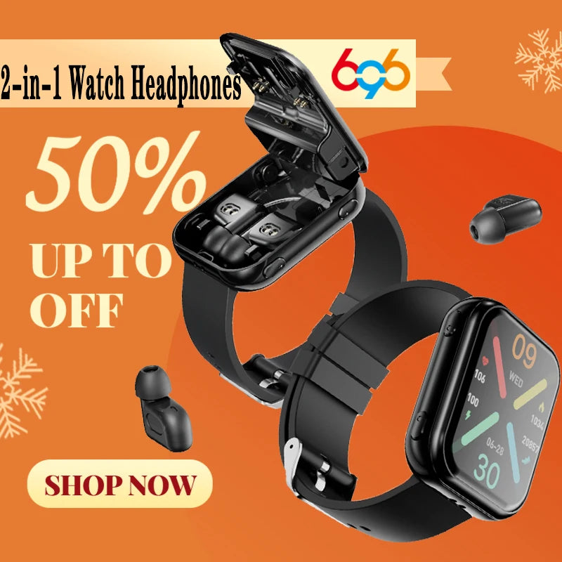 2 In 1 Equipped With TWS Earphones Smart Watch Women Men Sports Sleep Heart Rate Health Monitoring BT Call Music Smartwatch Lady Oasis Select