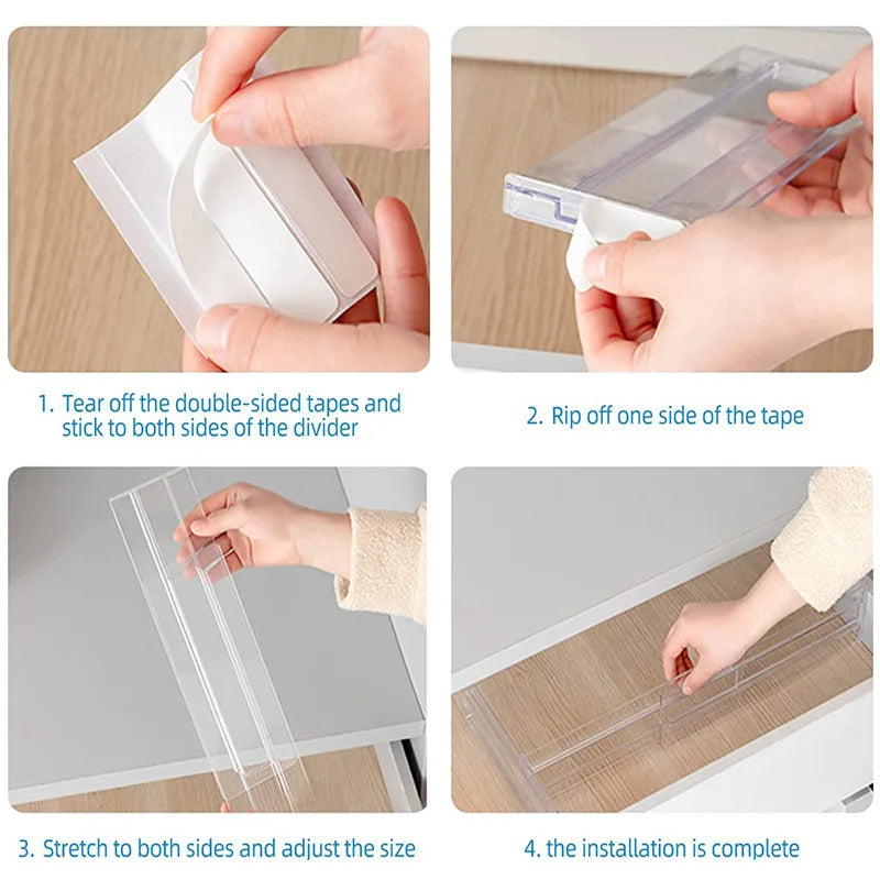 1Pcs Transparent Drawer Dividers Adjustable Expandable Drawer Dividers for Clothes Utensils Cosmetics Office Storage Oasis Select