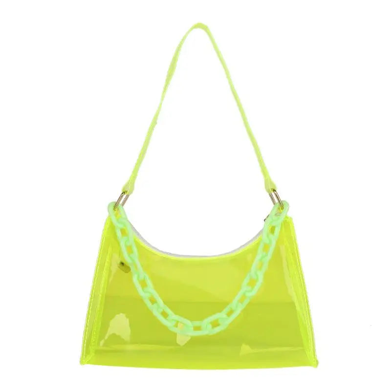 Fashion Clear Jelly Shoulder Bag Women Transparent Waterproof Messenger Handbag Stylish Purse for Summer Beach Outings Oasis Select Green