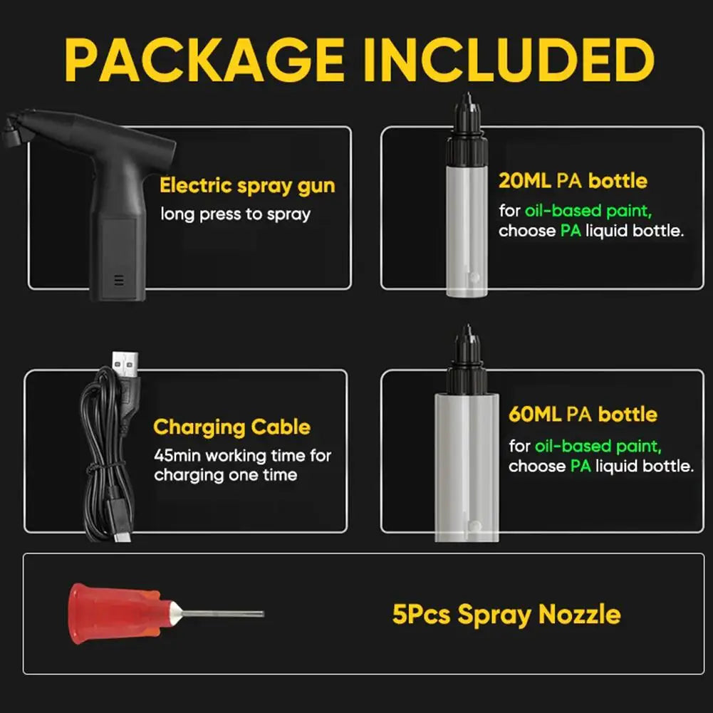 1set Electric Spray Paint Gun, Electric Spray Gun Paint Sprayer Cars Spray Gun For Painting Car, Rechargeable Spray Gun Tools Oasis Select