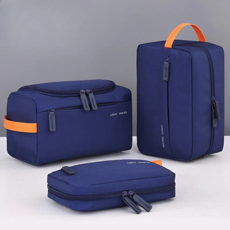 Fashionable Handheld Travel Organizer 3-Piece/Single-Piece Large Capacity Toiletry Bag For Commuting Oasis Select Blue
