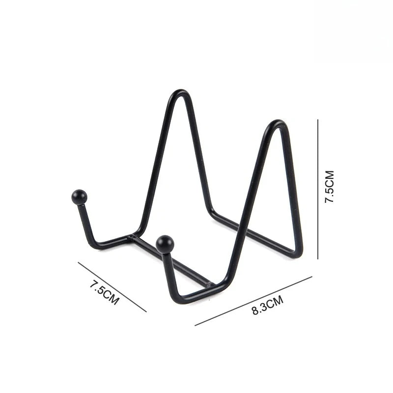 1pcs Minimalist Metal Display Stand Universal Iron Holder for Plates, Photos, Books & Art Decor for Home & Office Oasis Select Small Black
