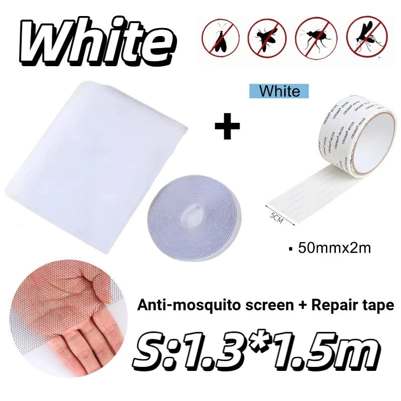 Self Adhesive Fine Mosquito Net Repair Tape Polyester Mosquito Net Window Mosquito Nets with Easy Installation Invisible Mesh Oasis Select White-S-Tape 1pcs