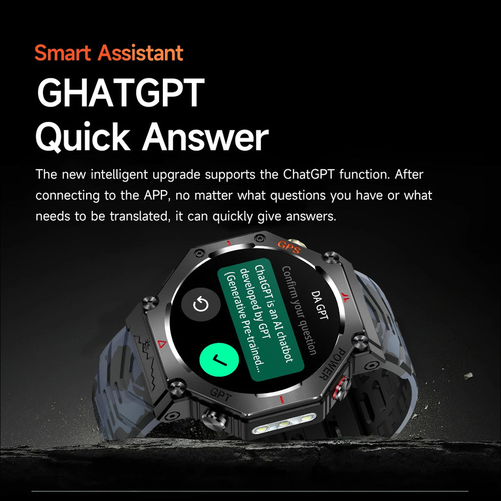 1.39" Men Women Outdoor Compass Smartwatch Sport GPS Smart Watch Flashlight 3ATM Waterproof GPT Bracelet Blue Tooth Call Health Oasis Select