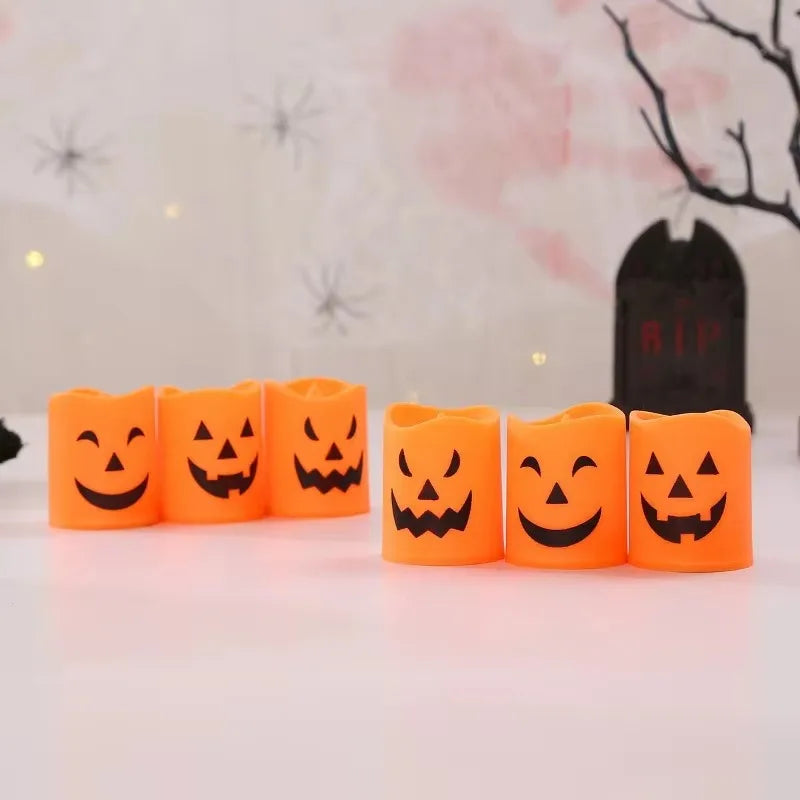 6-60PCS Halloween Flickering LED Candle Holder Skull Ghost Pumpkin Lantern Spooky Decoration for Haunted House Centerpiece Oasis Select