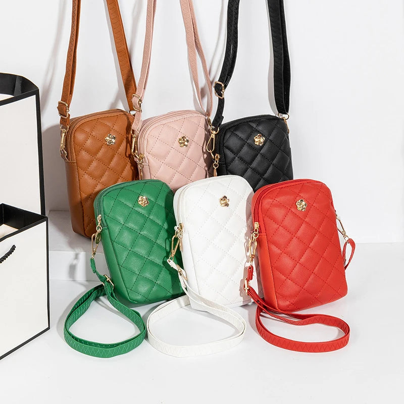 Embroidery Mobile Phone Bags Women Fashion Shoulder Bag Female Mini Crossbody Messenger Bags PU Leather Clutch Wallet Pouch Oasis Select