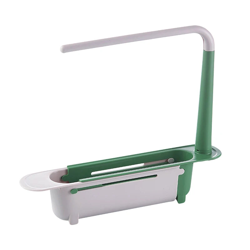 Shaking kitchen sink storage rack telescopic drainage rack drainage basket rag finishing rack Oasis Select Green