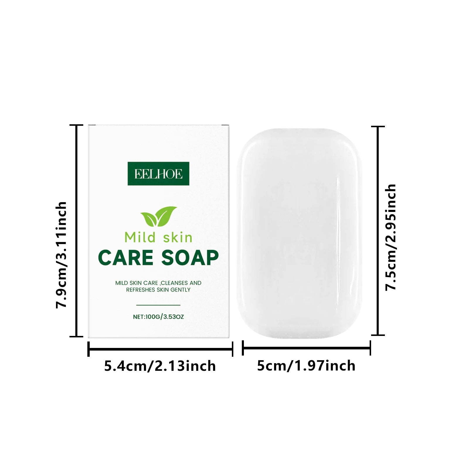 Eelhoe Fragrance-Free Soap Bar – Face, Hand & Body Sensitive Skin Cleansing Soap Bar Oasis Select 100g Boxed
