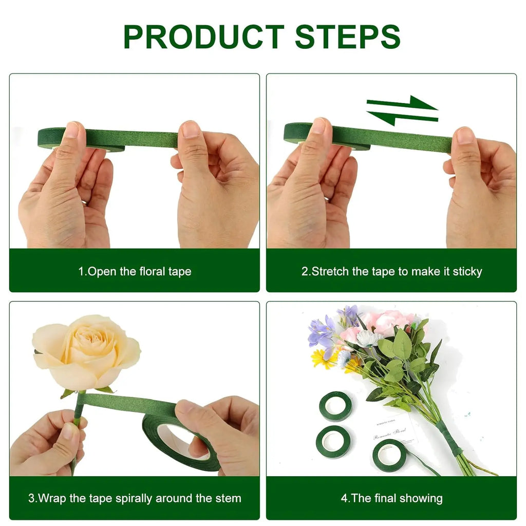 3/6 Rolls Floral Stem Wrap Tape 20 Yards Self-Adhesive Green Tape for Bouquet Making Birthday Wedding Flowers DIY Crafts Oasis Select