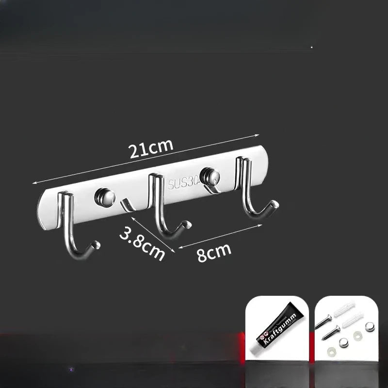 Stainless Steel Hook Hooks Toilet Clothes Hook Kitchen Supplies Hanger Punch-free Hook Rack Bathroom Hooks Punching Hooks Oasis Select