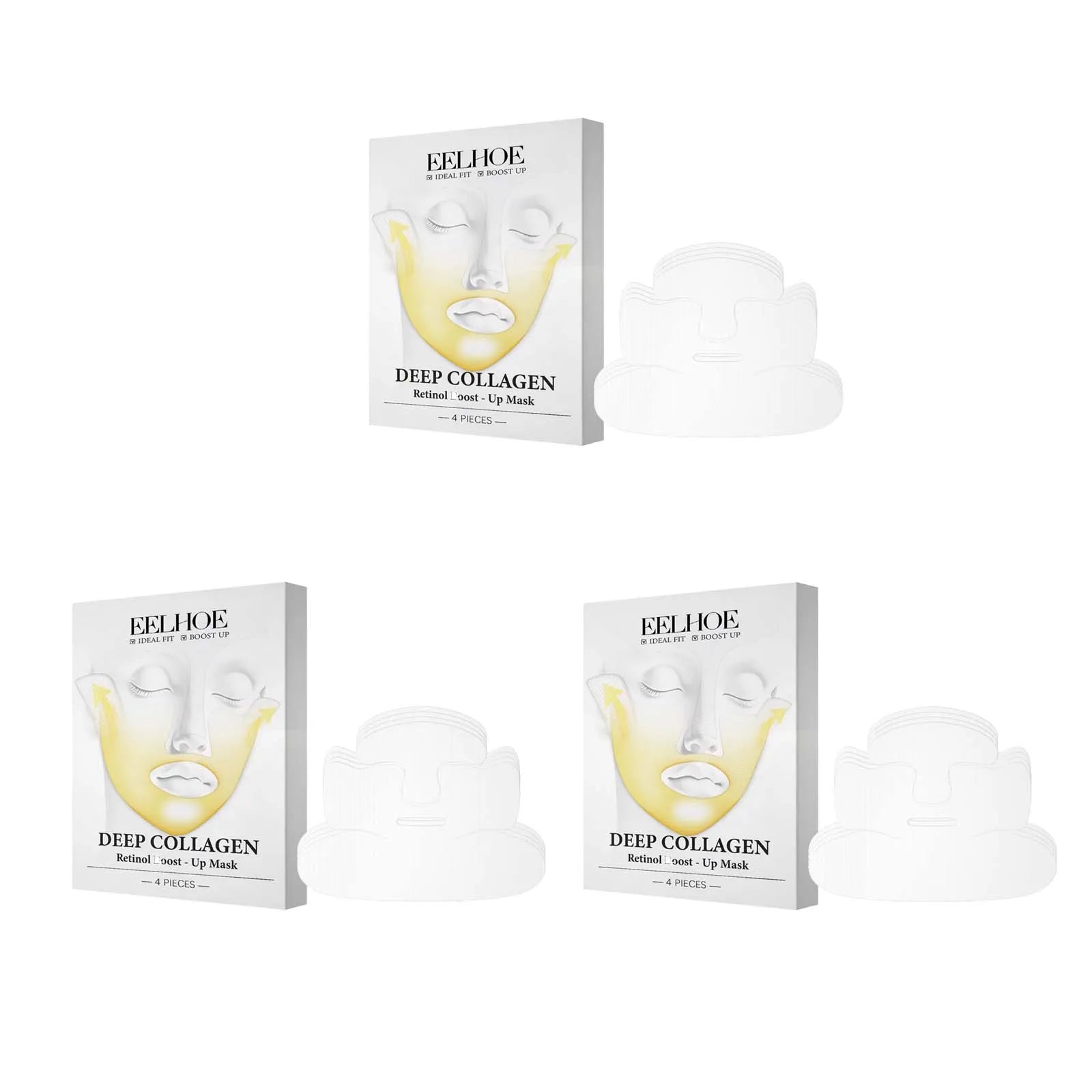 EELHOE Collagen Retinol Firming Face Mask 4-Pack | Anti-Aging Collagen Face Mask Oasis Select 12Pcs