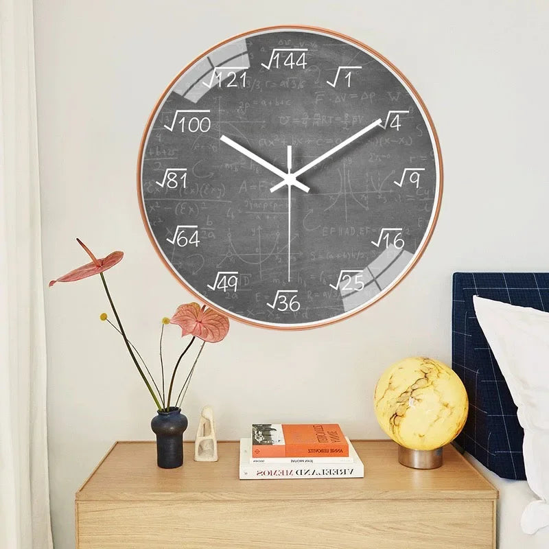 Modern Math Wall Clock Creative Art Hanging Clock Non Ticking Wall Clock Home Decor for Study Bedroom Living Room Office Gift Oasis Select