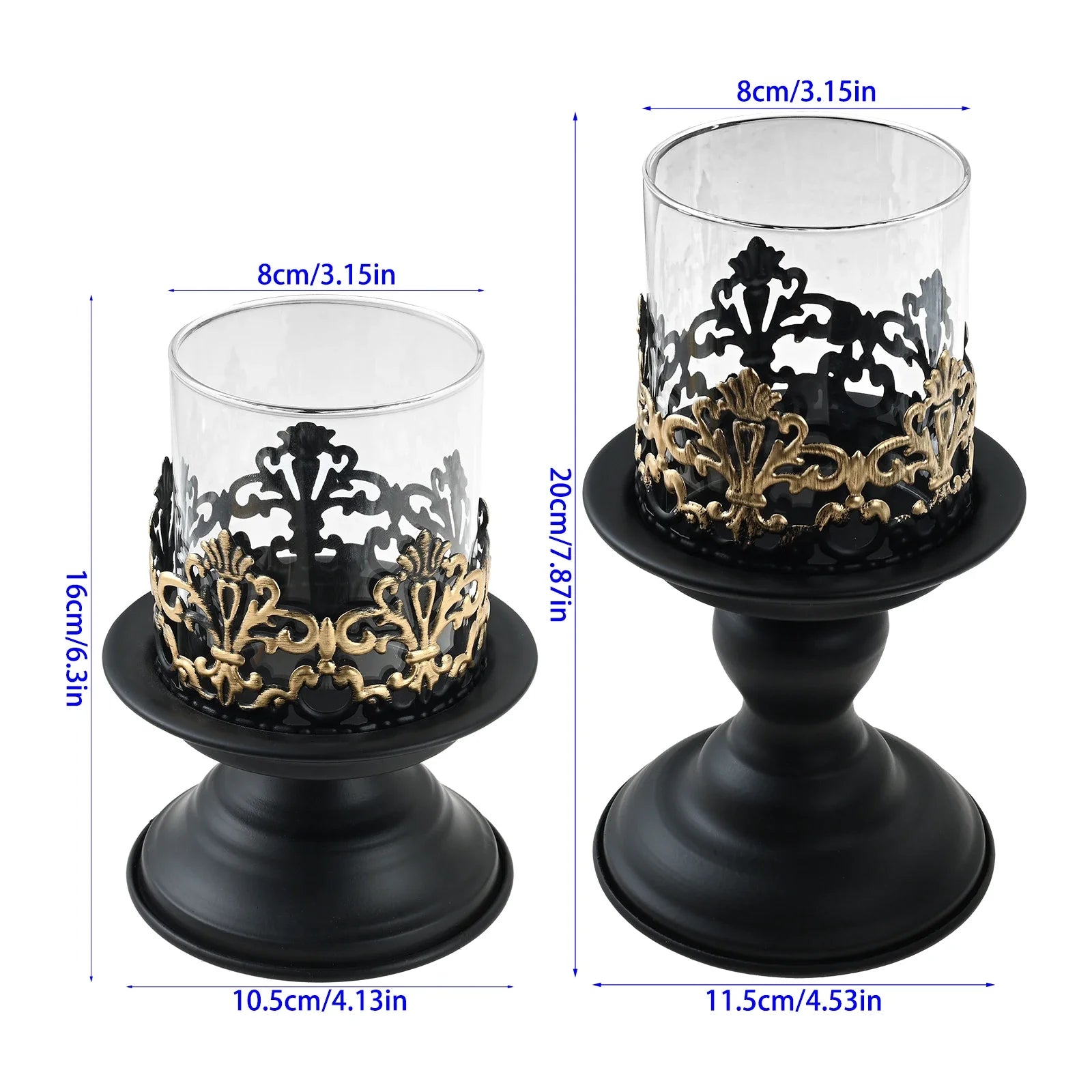 2pcs/set Black Pillar Iron Candle Holders Fits for Christmas Table Decoration As Centerpieces in Living Room,dining Room,mantle Oasis Select SL Size