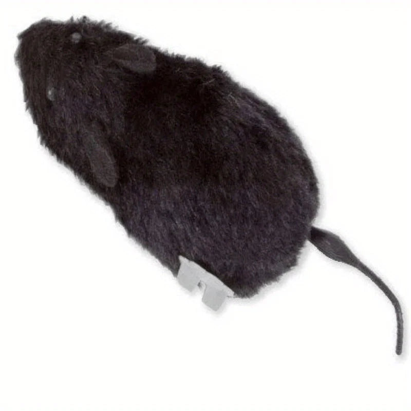 1pc Durable Interactive Clockwork Mouse Toy - Running Rat Plush for Cats & Small Dogs, Battery-Free, All Breed Sizes Oasis Select black