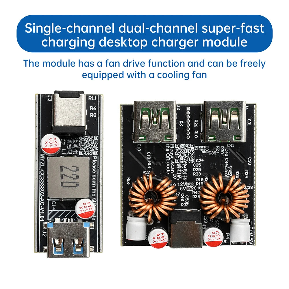 DC 6-30V Fast Charging Module PD140W Full Protocol DIY Motherboard Single-Channel Dual-Channel Desktop Charger Module Oasis Select