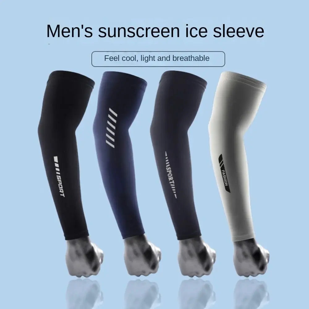 Summer Ice Silk Ice Sleeves UV Protection Breathable Long Arm Glove Driving Outdoor Hand Protector Cover Men Oasis Select