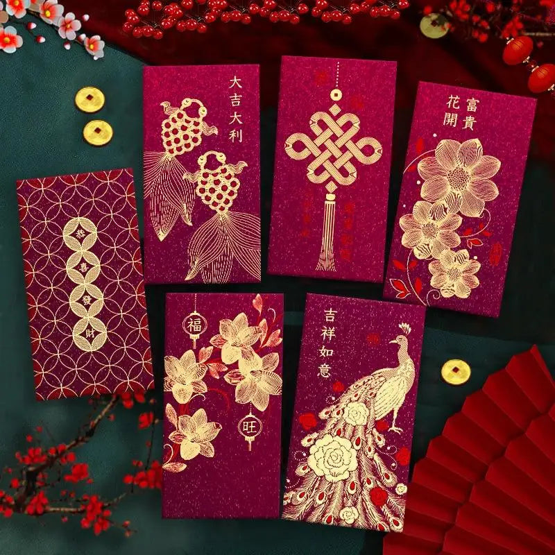 6Pcs Paper 2026 Horse Year Red Envelope Mini Cartoon Lucky Money Bag Traditional Blessing Red Pocket Marriage Celebration Oasis Select B4