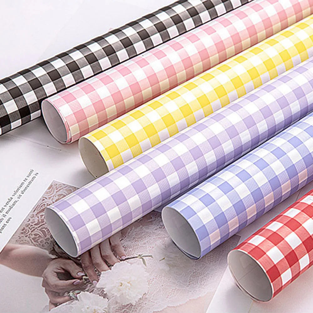 Waterproof Gingham Wrapping Paper 58x58cm | 20 Sheets Floral Gift