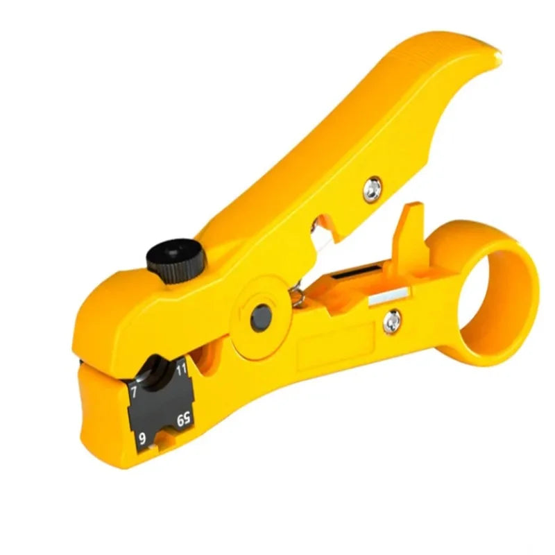 Multi-functional Electric Cable Pliers Stripping Knife Wire Cutter Stripper Tool for UTP STP RG59 RG6 RG7 RG11 Coaxial Cable Oasis Select Yellow