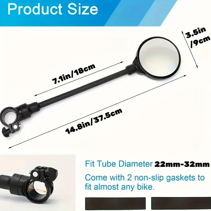 2pcs Bicycle Rearview Handlebar Mirrors 360 for Mountain Road Bike Motorcycle Bendable Hose Adjustable Rearview Mirror Oasis Select