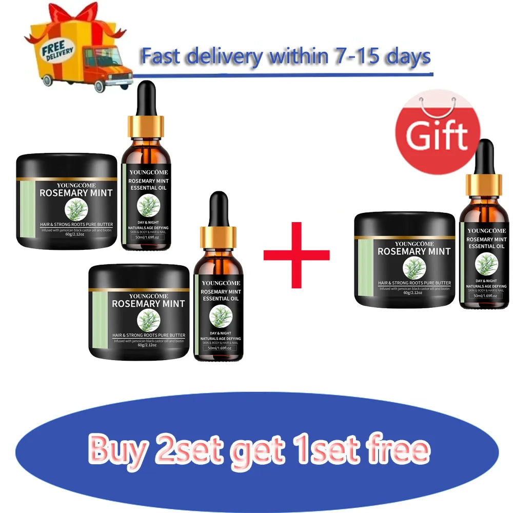 Rosemary Mint Essential Oil for Hair Growth - Natural Hair Film Treatment to Strengthen & Thicken Hair 2025 New Formula 1/2set Oasis Select Hair Film Oil Set-C