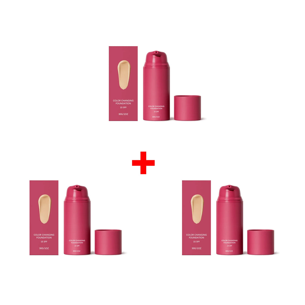 Color Changing Foundation Natural Color Spf15 Sun Protection Makeup Full Coverage Even Skin Tone Lightweight Moisturizing Makeup Oasis Select 3pcs