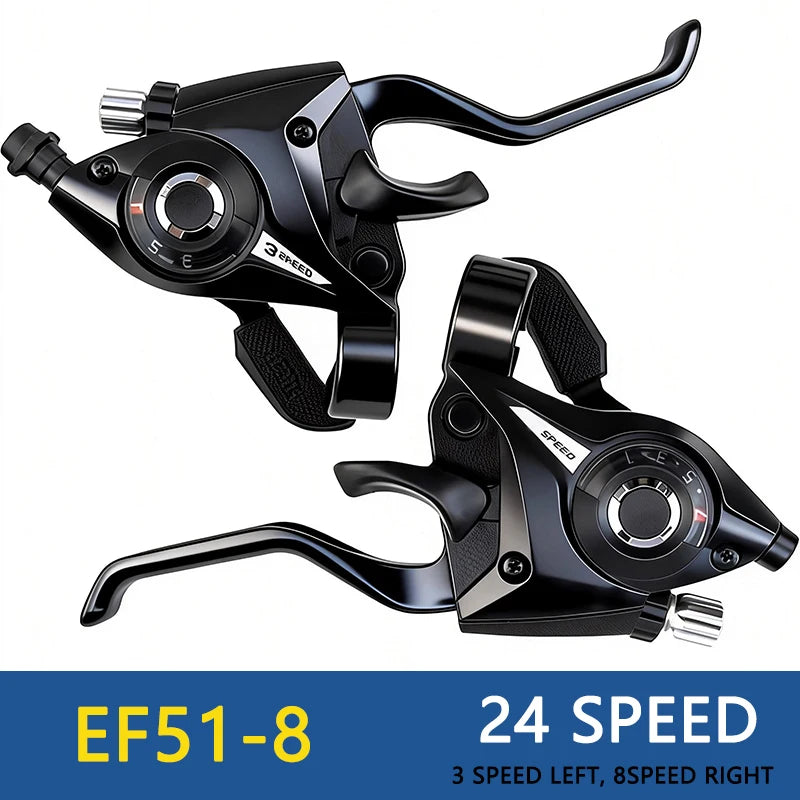For Bike Compatible ST-EF51 3x7 3x8 Speed Trigger Shifter with V Brake Lever Set Mountain Bike MTB Handlebar Shifter Black Oasis Select 3x8 24Speed