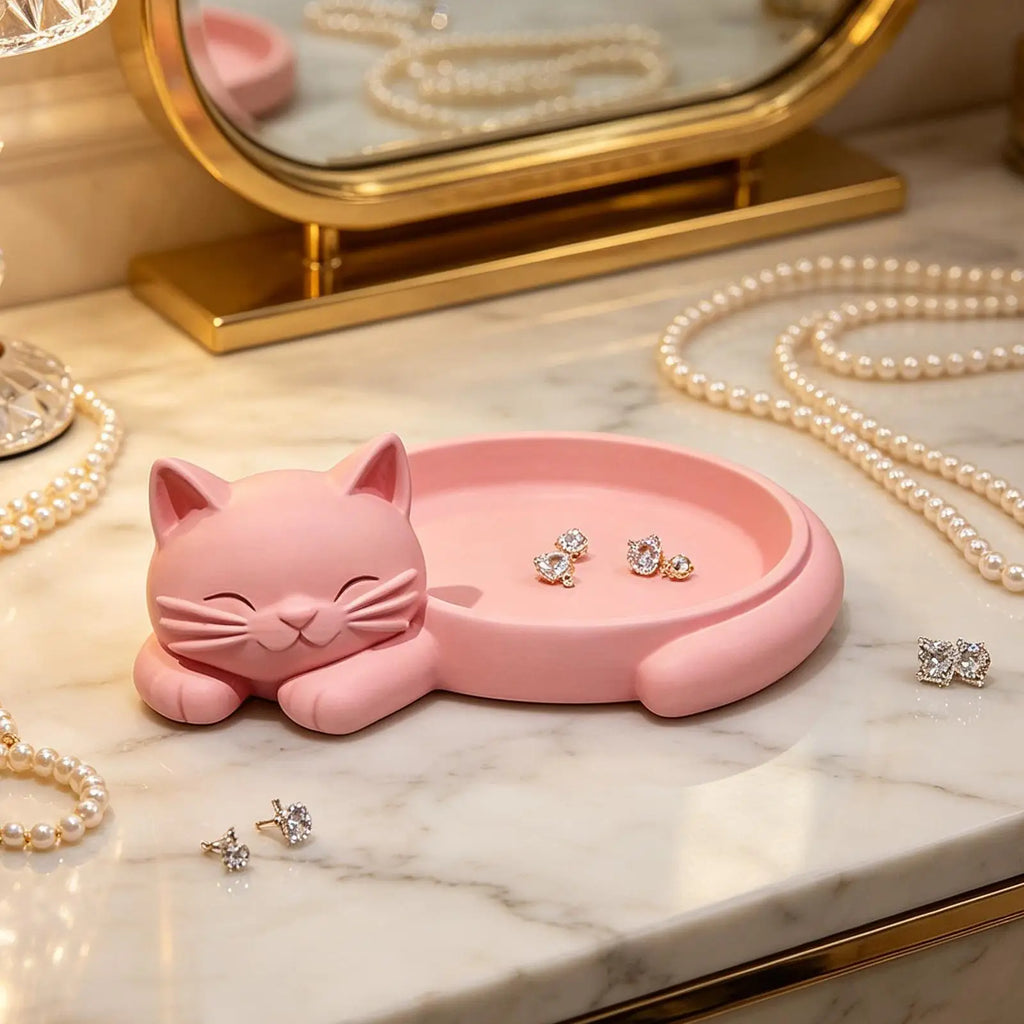 Jewellery Tray Decorative Cat Shape Jewelry Storage Trinket Organizer Dish Trinket Tray Cat Shape Necklaces Storage Tray Oasis Select
