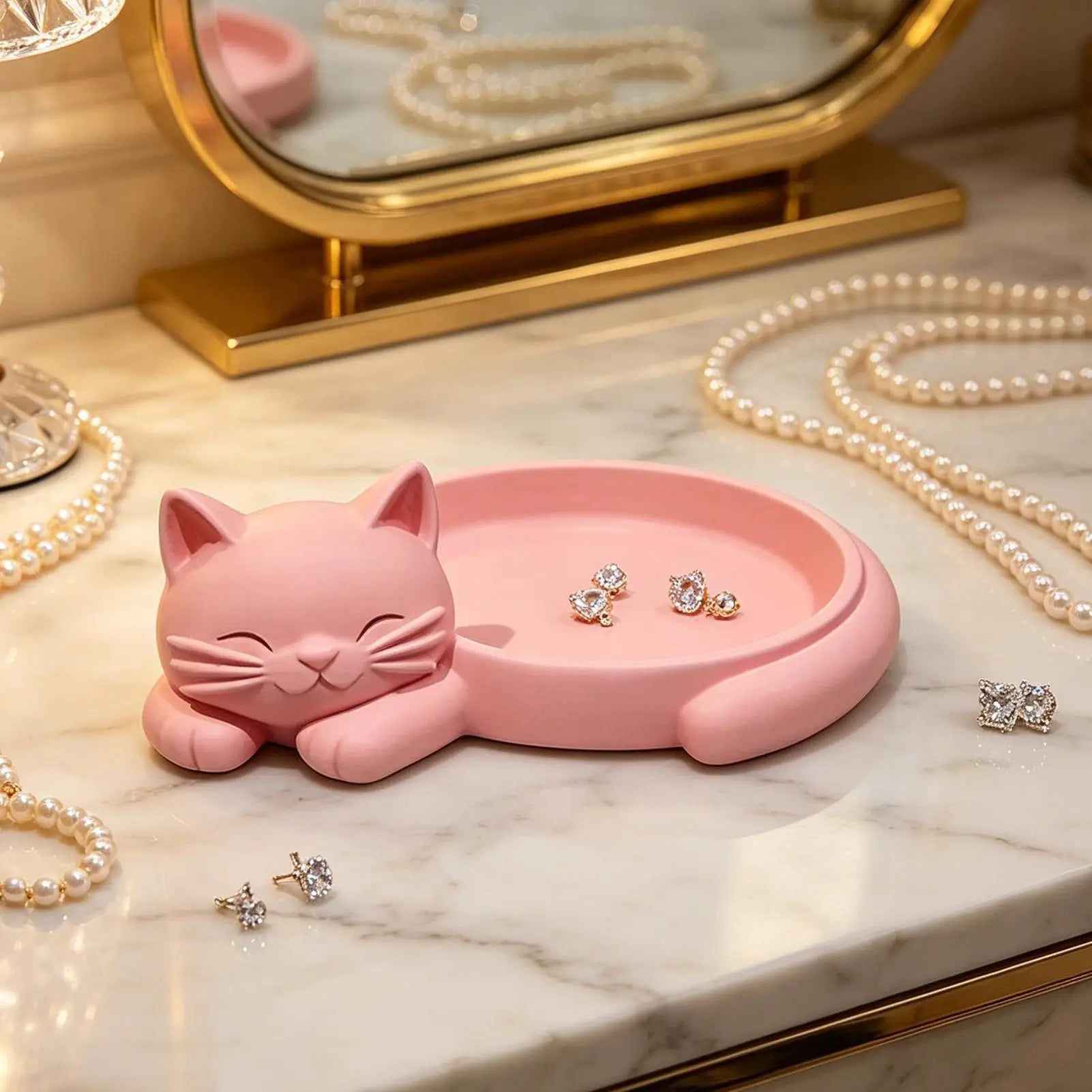 Jewellery Tray Decorative Cat Shape Jewelry Storage Trinket Organizer Dish Trinket Tray Cat Shape Necklaces Storage Tray Oasis Select