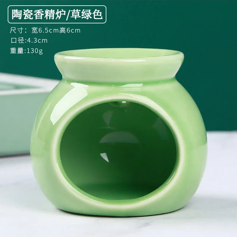 Ceramic Candle Heating Holder Essential Oil Burner Reed Diffuser Furnace Household Spa Salon Liqulid Aromatherapy Incense Burner Oasis Select litter green