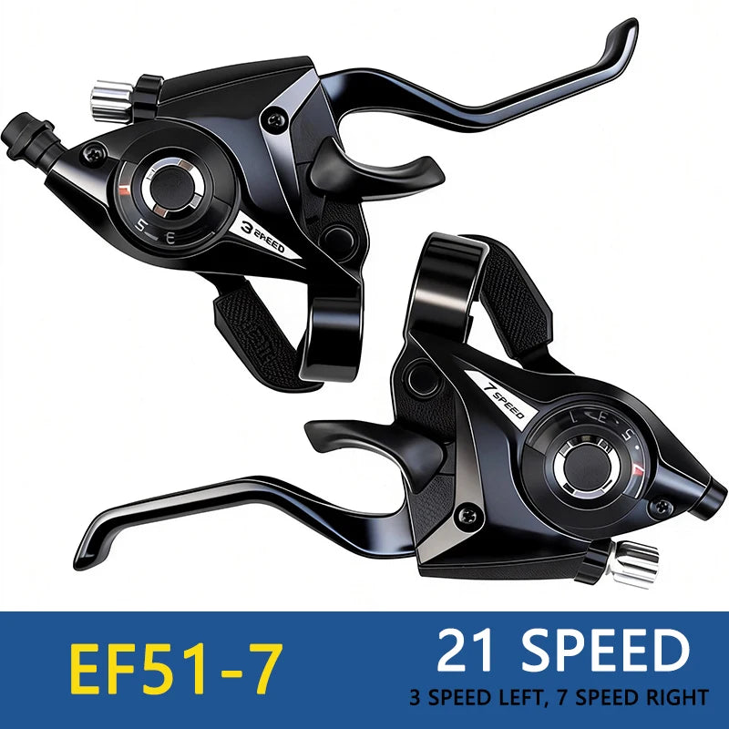 For Bike Compatible ST-EF51 3x7 3x8 Speed Trigger Shifter with V Brake Lever Set Mountain Bike MTB Handlebar Shifter Black Oasis Select 3x7 21Speed