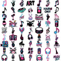 63-Piece Waterproof Temporary Tattoo Stickers – Retro Music Icons
