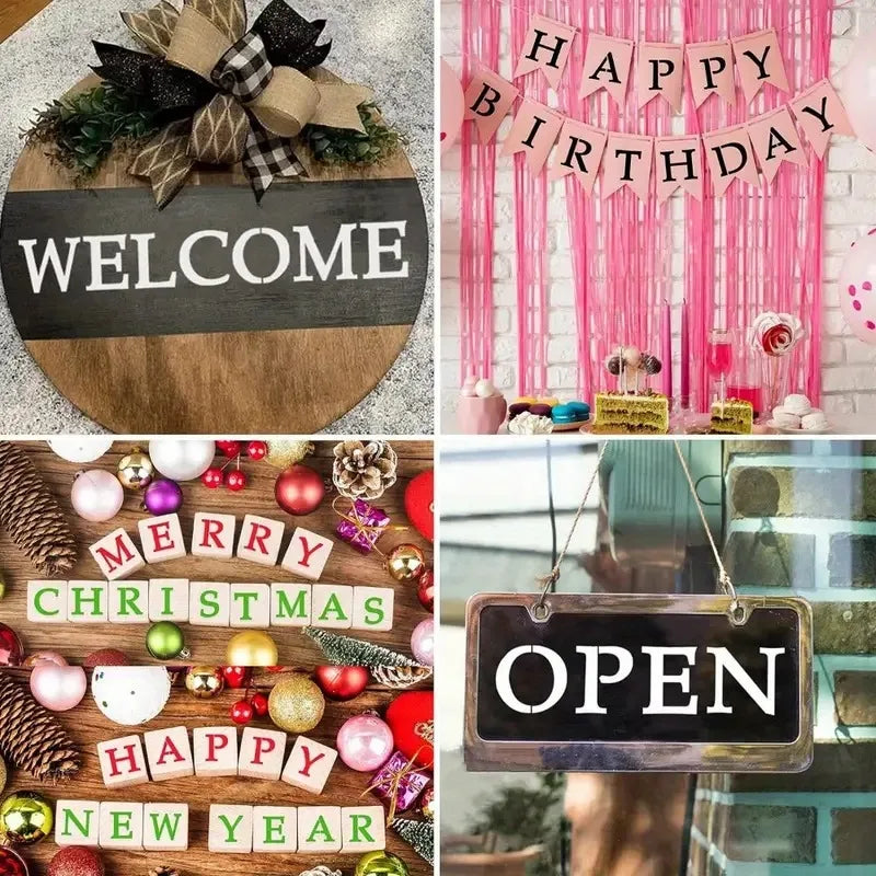 36pcs Alphabet Template Numbers Art Craft Templates Reusable Plastic Word Stickers DIY Painting Word Templates Multiple Sizes Oasis Select
