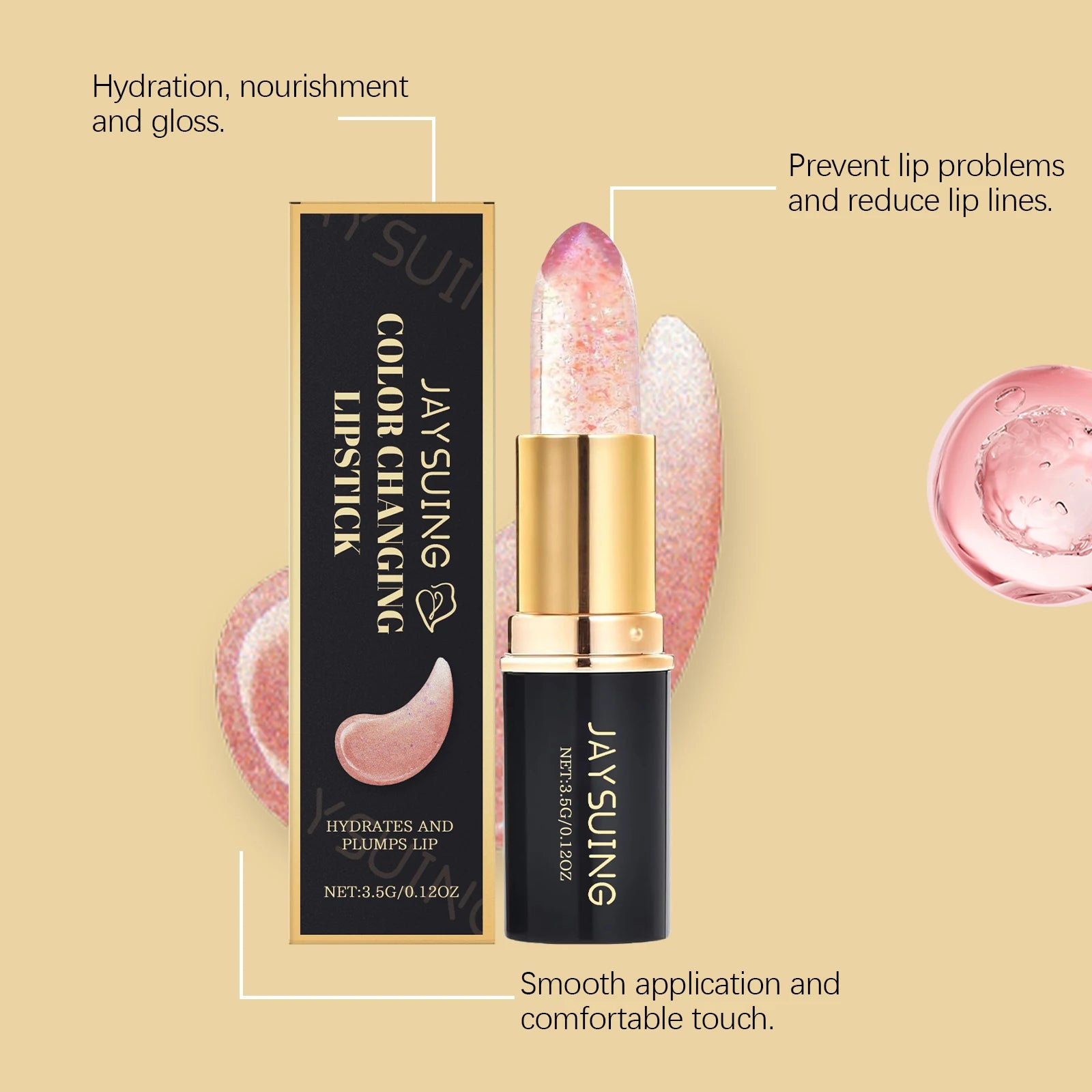Color Changing Lipstick Anti-Dryness Moisturize Lighten Shining Lip Waterproof Non-greasy Not Easy to Fade Red Pink Lips Makeup Oasis Select