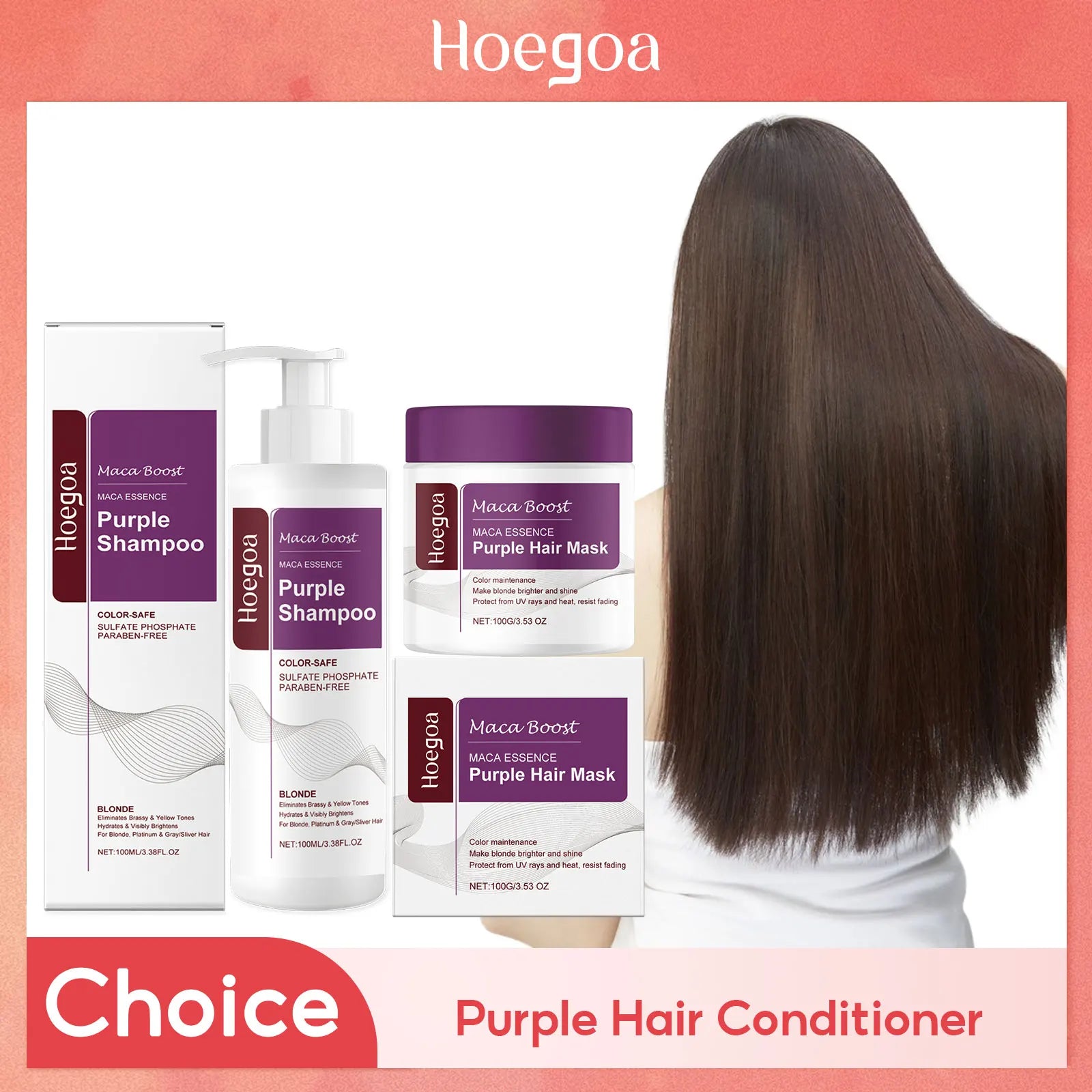 Maca Boost Purple Shampoo Fade Yellow After Bleach Hair Gray Hair Remedy Non-Irritating Purple Hair Mask For Dry Damaged Hair Oasis Select