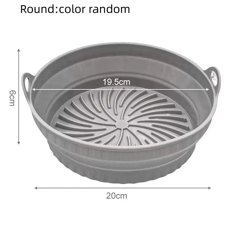 Foldable Air Fryer Silicone Liners Reusable Silicone Air Fryer Basket Food Safe Non Stick Air-Fryer Bakeware Kitchen Accessory Oasis Select round