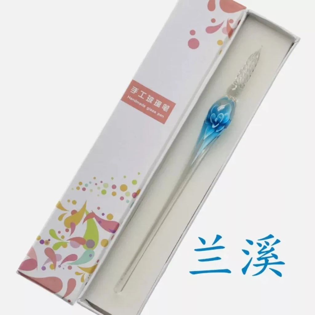 Embedded flower glass pen set, colored dipping pen, street vendor gift box, signature pen, glass pen gift Oasis Select 16