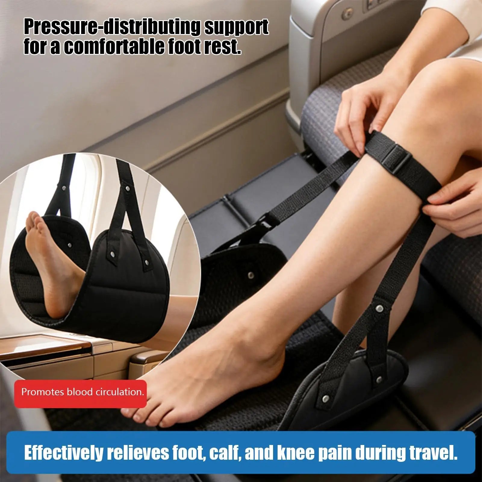 Foot Hammock Portable Adjustable Leg Hammock With Comfortable Foot Rest For Airplane Office And Car Travel Support Relaxation Oasis Select