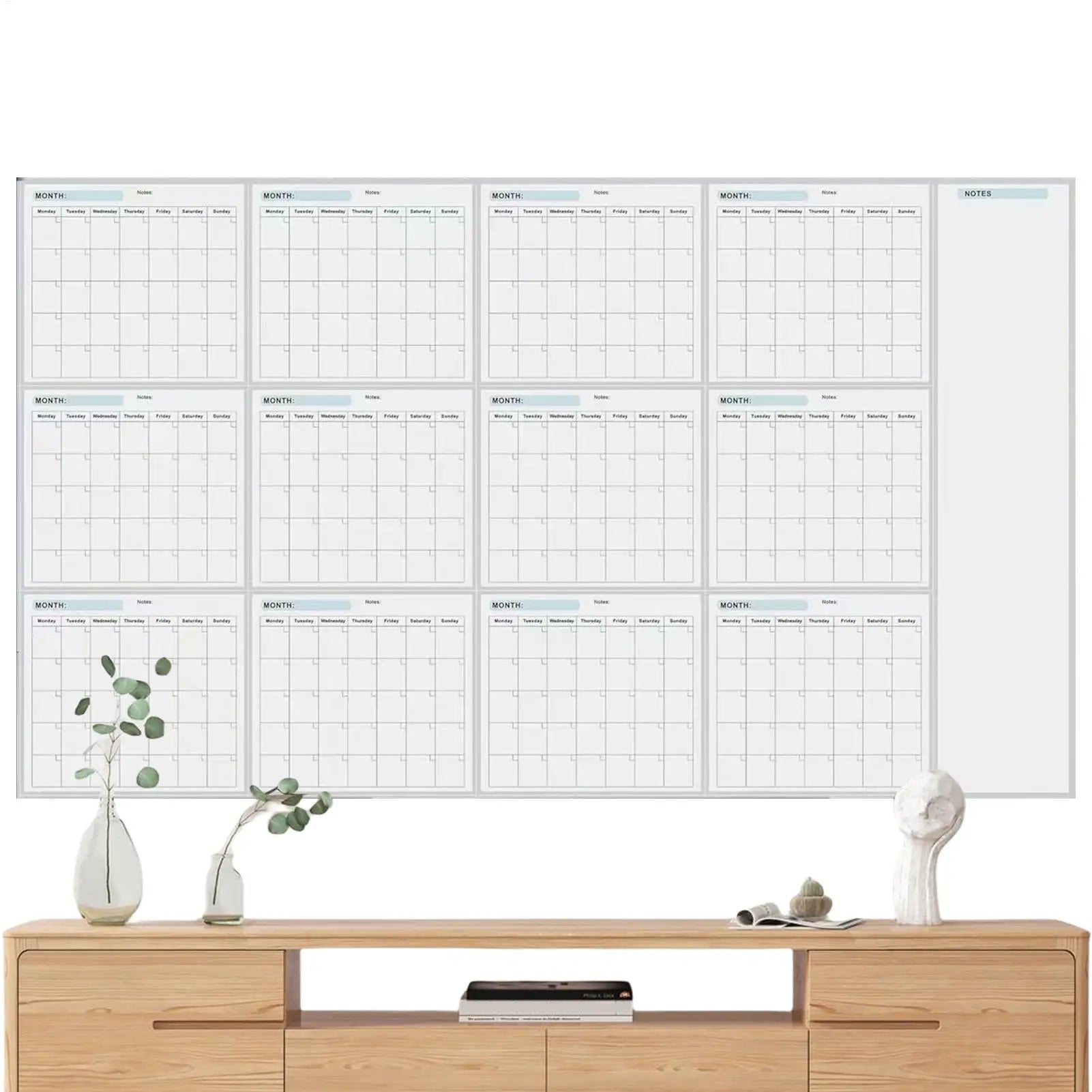 Wall Planner Erasable Large Wall Planner Calendar Erasable 12 Month Schedule Planner Reusable Blank Whiteboard Yearly Calendar Oasis Select