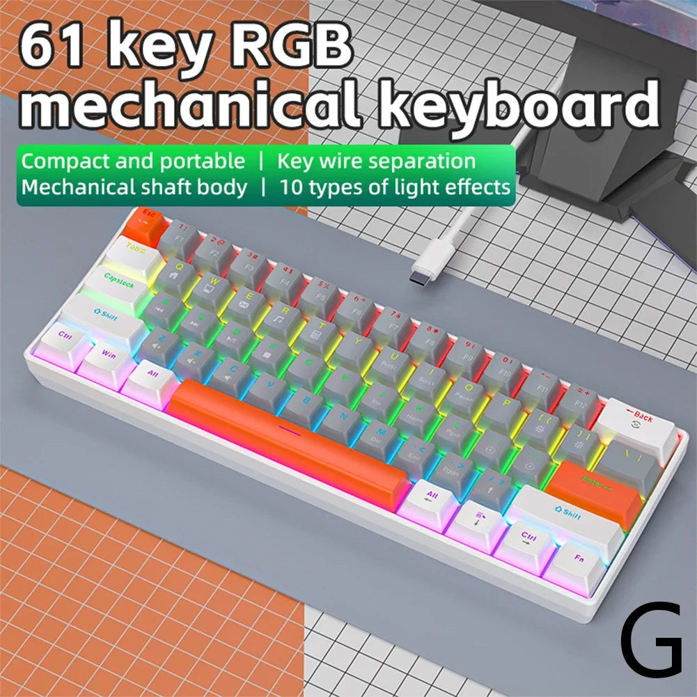 60% RGB Mechanical Gaming Keyboard – 61 Keys & 10 Light Modes