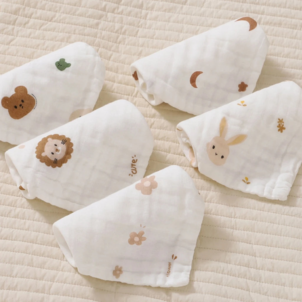 Baby Cotton Muslin Towel Bib Newborn Ultra-Soft Cotton Square Towel Baby-Specific Face Wash Towel Gauze Towel for Children Oasis Select