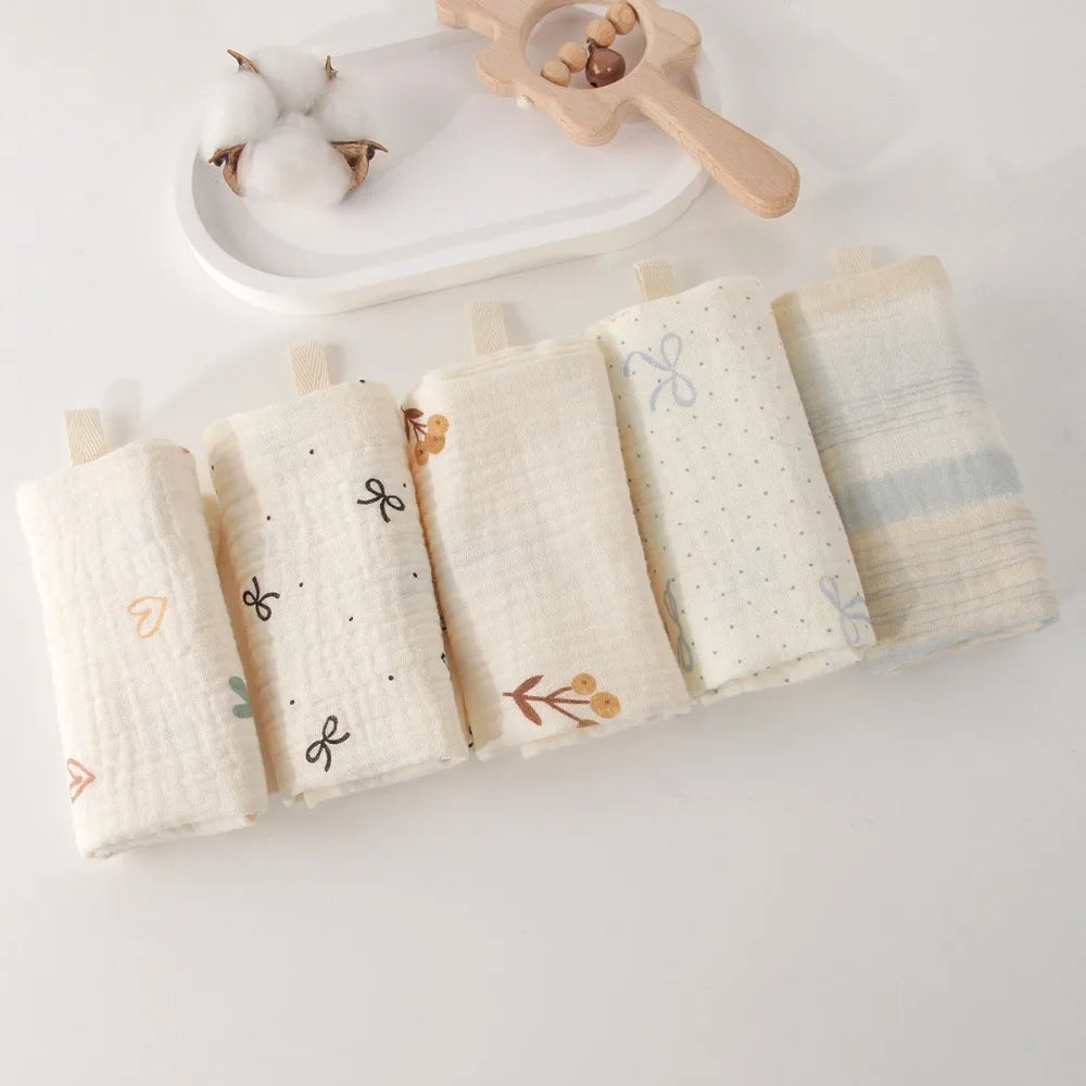 New 4-Layer Pure Cotton Baby Cotton Washcloth Soft Absorbent Square Towels Baby Towels Gauze Cotton Newborn Burp Cloth Oasis Select 22