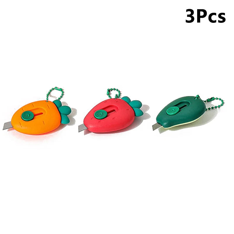 1/3Pcs Cute Portable Mini Avocado Strawberry Carrot Art Utility Knife Express Box Knife Paper Cutter Craft Wrapping Tools Oasis Select MR-04