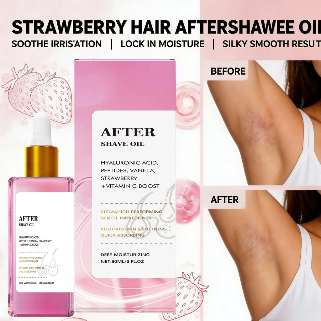 Strawberry Soft Serve After Shave Oil for Smooth Skin Deeply Hydrating Nourishing Reduce Redness Non-irritating After Shave Care Oasis Select